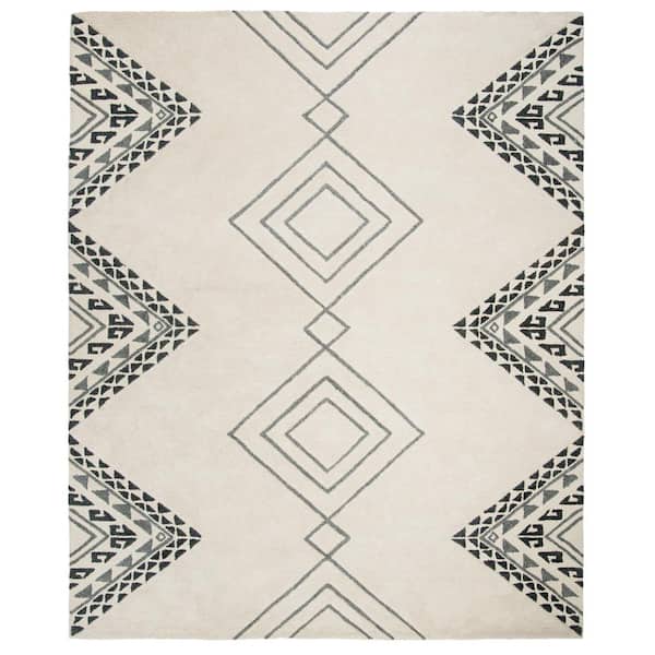 Casablanca 10 ft. x 14 ft. Ivory/Gray Tribal Diamonds Geometric Area Rug
