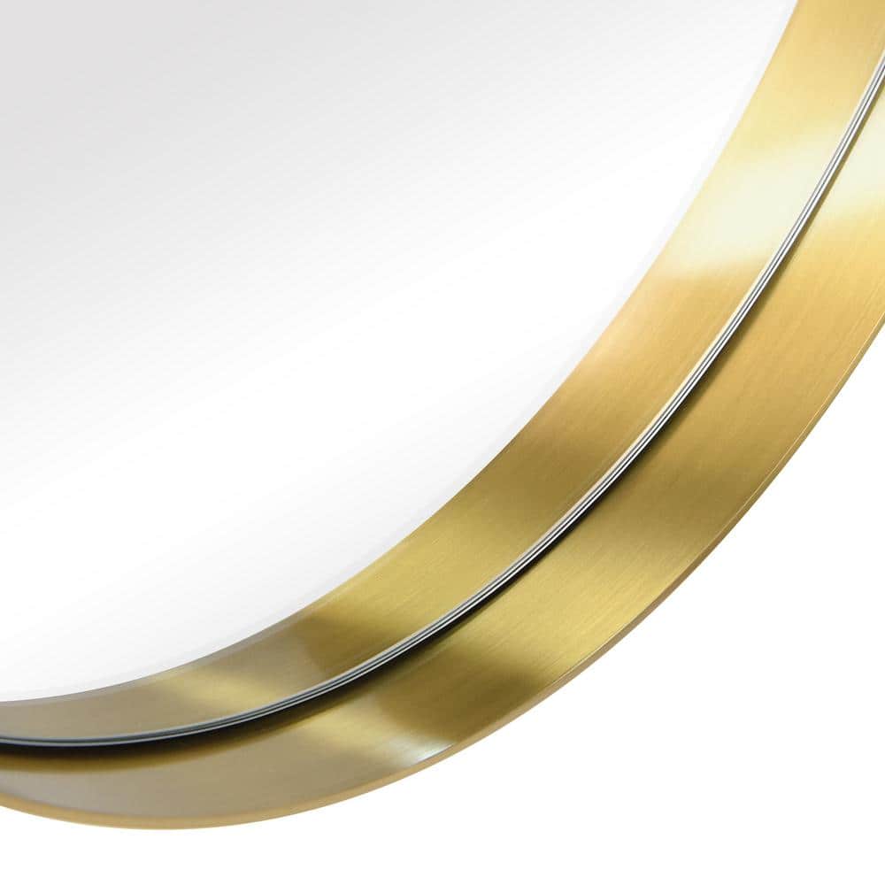 Brushed Gold Oval Wall Mirror with Silver Glass, 24" x 36"