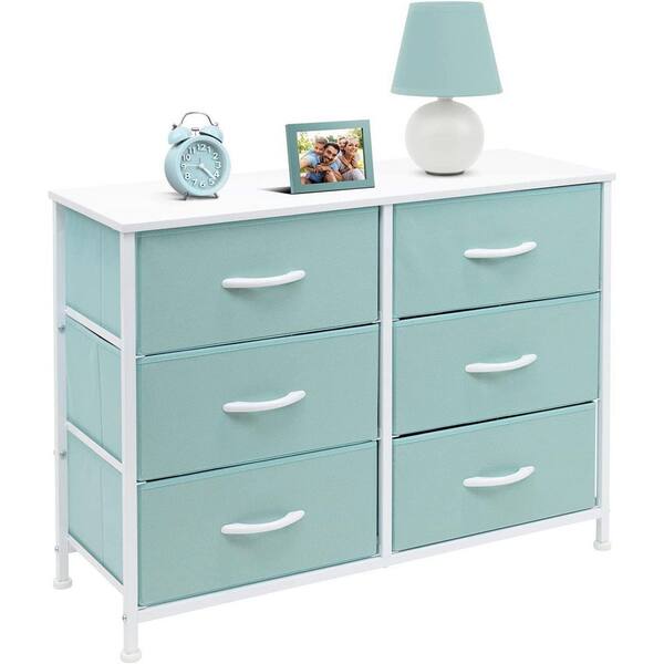 Sorbus 6 Drawer Storage Cube Dresser ,Aqua