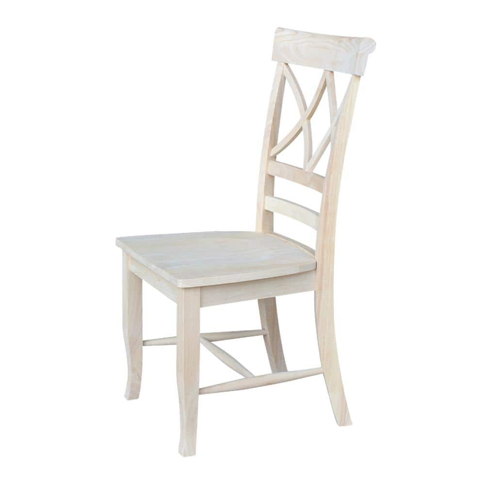Set of Two White Wood Lattice Dining Chairs