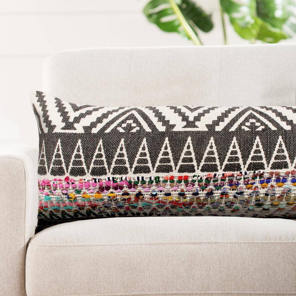 Boho Geometric Multicolored Rectangular Throw Pillow, 14" x 36"