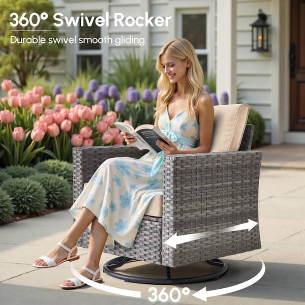 XIZZI Jupiter 6-Piece Wicker Outdoor Patio Fire Pit Seating Sofa
