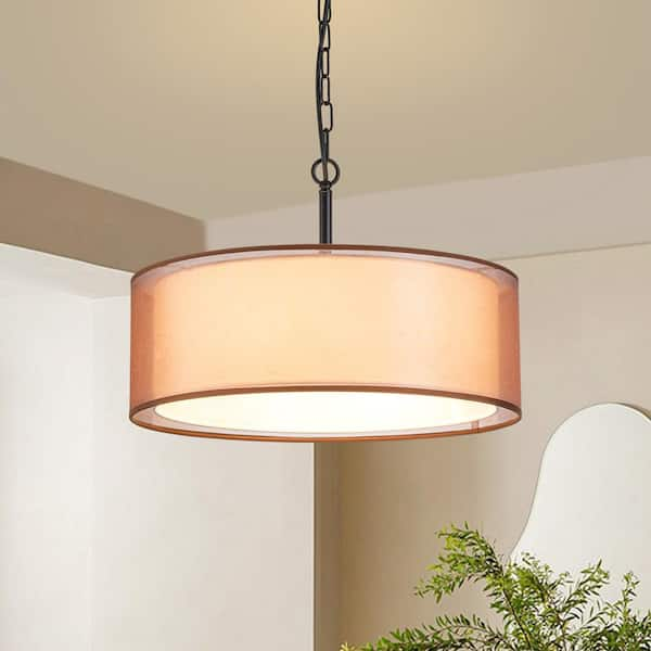 GoYeel 4-Lights Matte Black Modern/Contemporary Drum Hanging Pendant ...