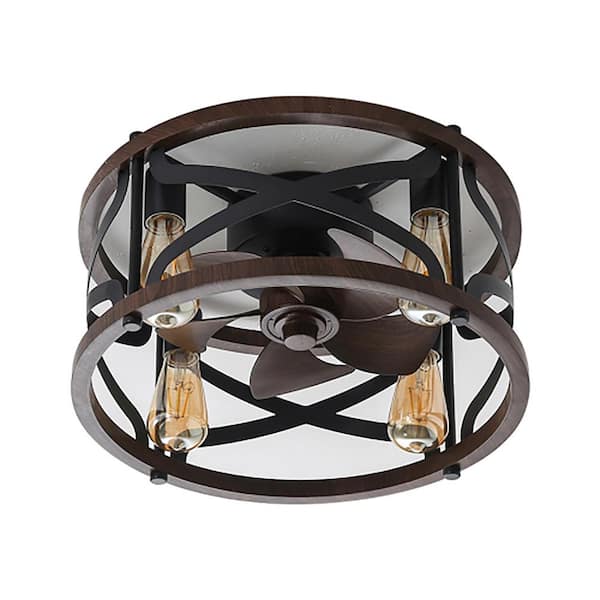 CIPACHO 17 in. Indoor Brown Caged Ceiling Fan with Lights Remote Control