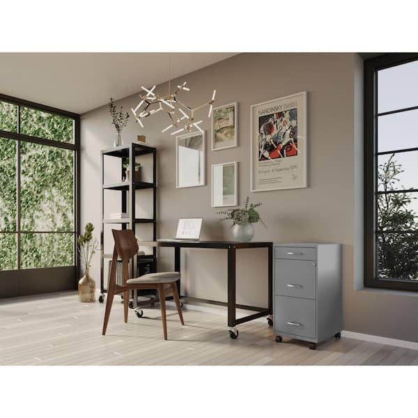 Space Solutions 18 in. D 3-Drawer Metal Letter Width 14.25 in. W Vertical File Cabinet File-File-Pencil, Arctic Silver