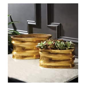Golden Wave Gold Colored Aluminum Planters (Set of 2)
