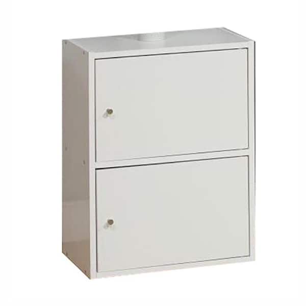 White and Silver 11.5 in. H Storage Cabinet with Shelves