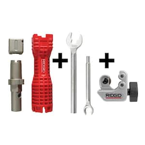 EZ Change Faucet Removal Tool + One Stop Wrench + 101 Copper Pipe and Tubing Cutter 3-Piece Plumbing Essentials Bundle