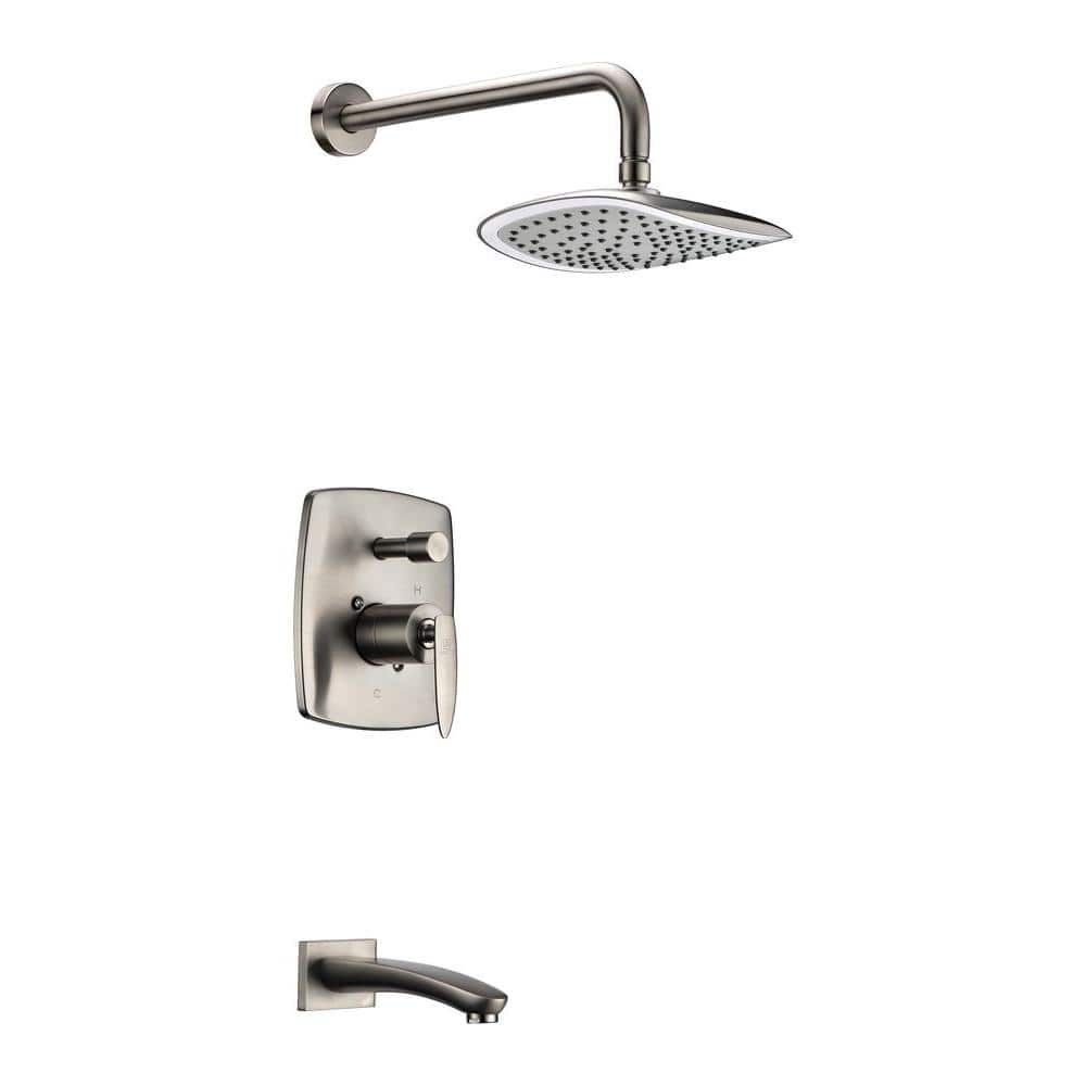 Tempo Series 1-Handle 1-Spray Tub and Shower Faucet in Brushed Nickel (Valv