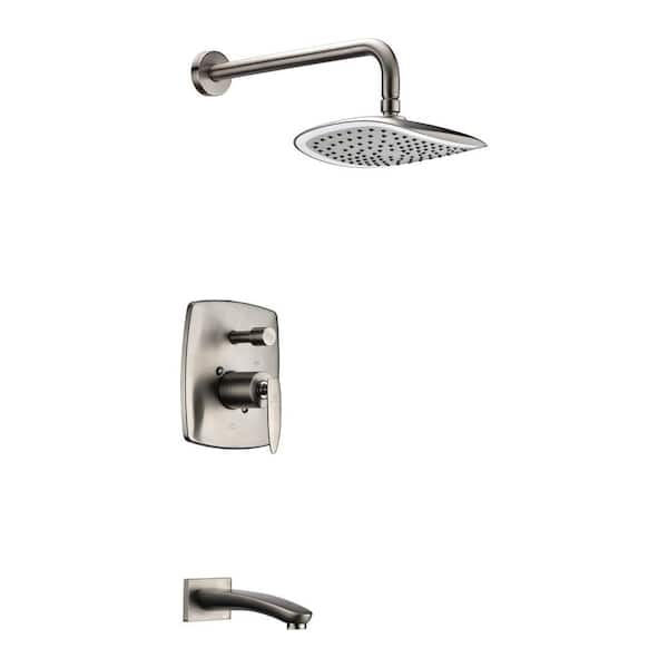 ANZZI Tempo Series 1-Handle 1-Spray Tub and Shower Faucet in Brushed Nickel (Valve Included)