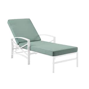 Kaplan White Metal Outdoor Chaise Lounge with Mist Cushion