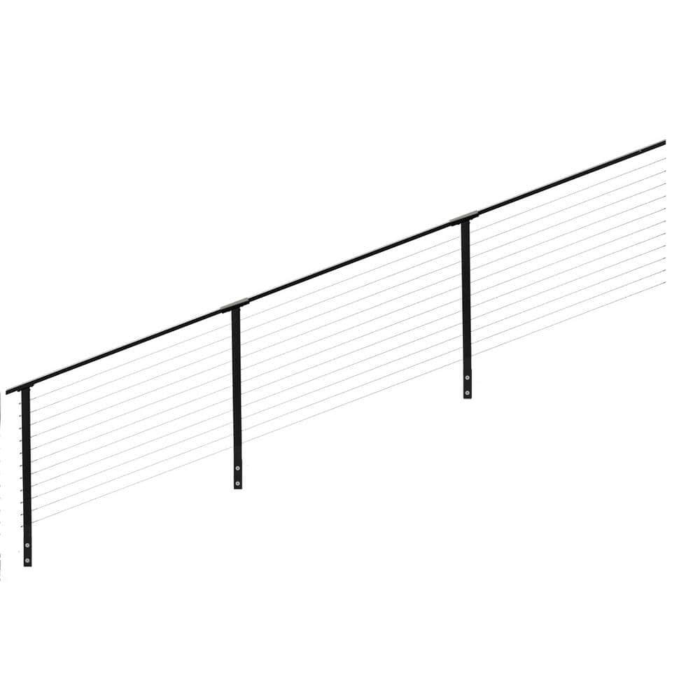 CityPost 24 ft. x 36 in. Black Stair Cable Railing, Face Mount CP-24-B ...