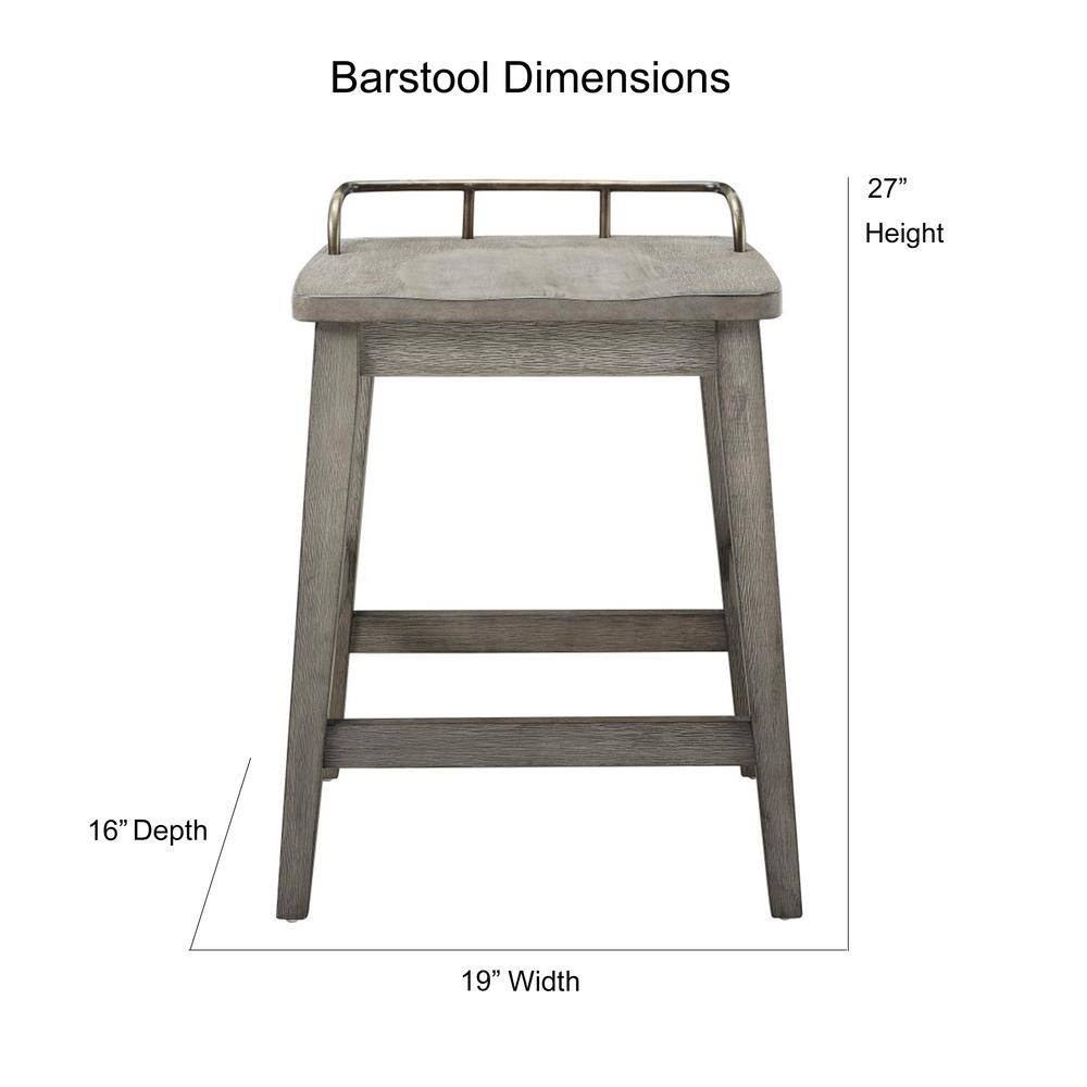 Rustic Gray Smokey Oak 27" Backless Saddle Counter Stool
