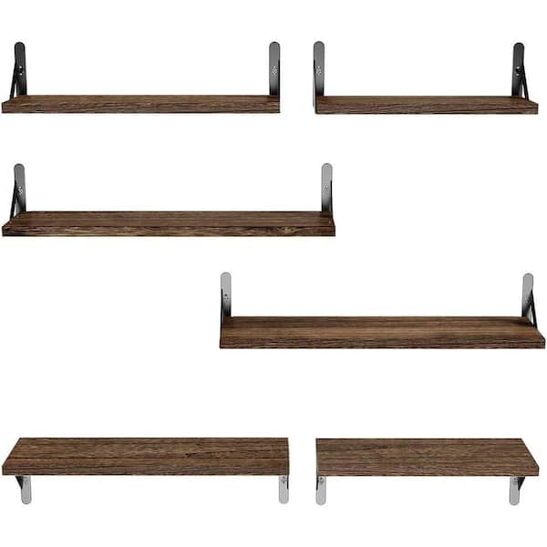 Unbranded 23.6 in. W x 4.7 in. D Brown Floating Shelves Decorative Wall Shelf (Set of 6)