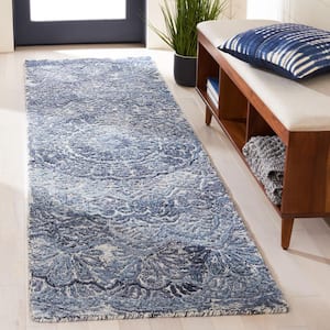 Marquee Blue/Gray 2 ft. x 8 ft. Floral Oriental Runner Rug