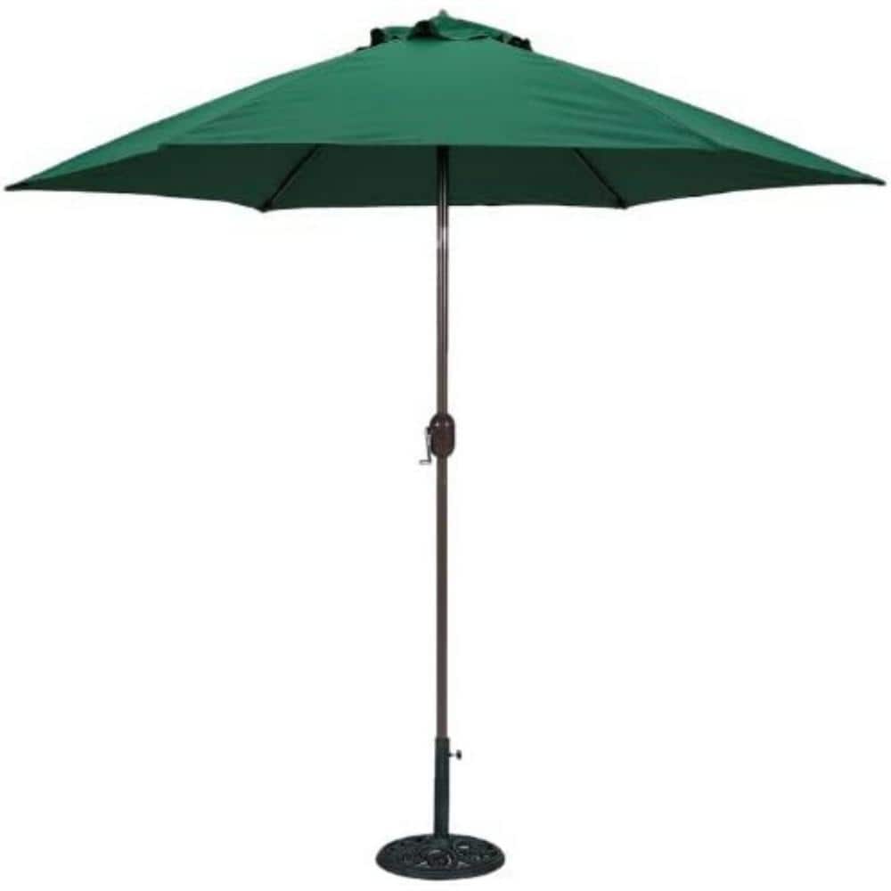 9 ft. Bronze Aluminum Polyester Market Umbrella with Green Cover Polyester(