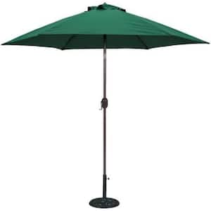9 ft. Bronze Aluminum Polyester Market Umbrella with Green Cover Polyester(Base Not Included), Beach Word Umbrella