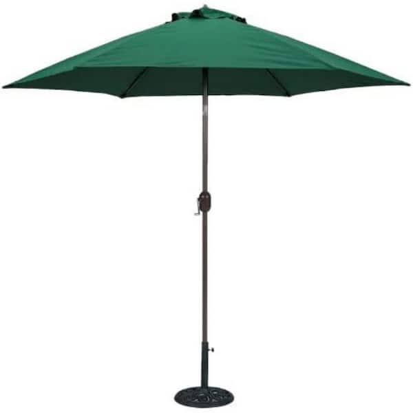 Dyiom 9 ft. Bronze Aluminum Polyester Market Umbrella with Green Cover Polyester(Base Not Included), Beach Word Umbrella