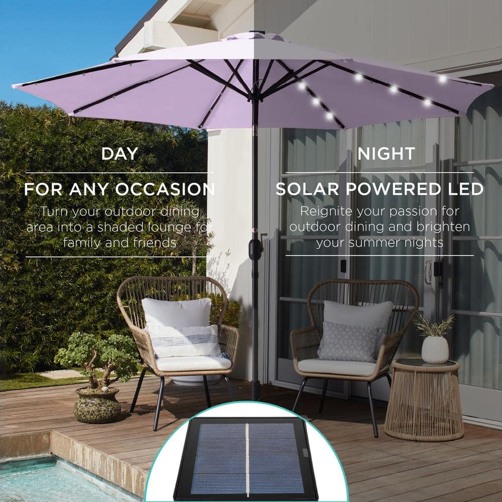 Lavender 10ft Solar LED Lighted Patio Umbrella with Tilt Adjustment