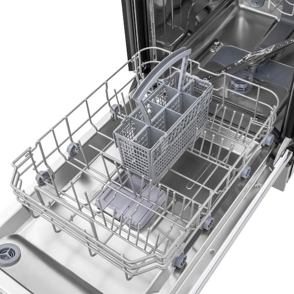 Summit DW18SS4 18 Built In Dishwasher with 8 Place Settings Energy Star  Digital Touch Controls Stainless Steel Interior Adjustable Smart Fold Shelf