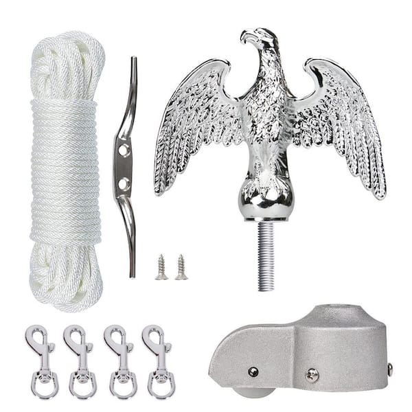 Angel Sar 50 ft. White Nylon Flagpole Halyard Rope Kit with 7 in