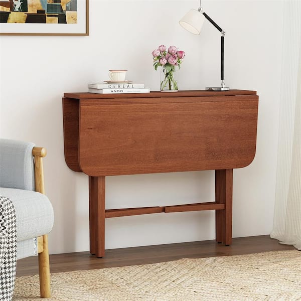 Square Drop Leaf Dining Table 36 in. Compact Folding Kitchen Table for 2-4 People Walnut