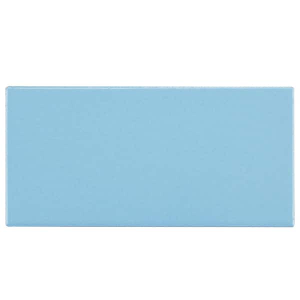 Piscina Brick Glossy Blue 4-3/4 in. x 9-5/8 in. Porcelain Floor and Wall Take Home Tile Sample