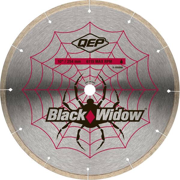 QEP Black Widow 10 in. Wet Tile Saw Micro-Segmented Diamond Blade for Porcelain, Marble, Granite and Ceramic Tile