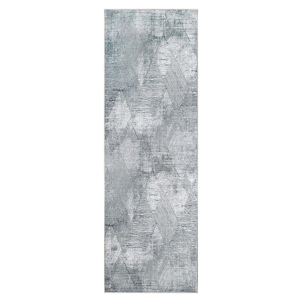 SUPERIOR Barnby Charcoal 2 ft. 6 in. x 7 ft. 6 in. Modern Geometric Indoor Runner Rug