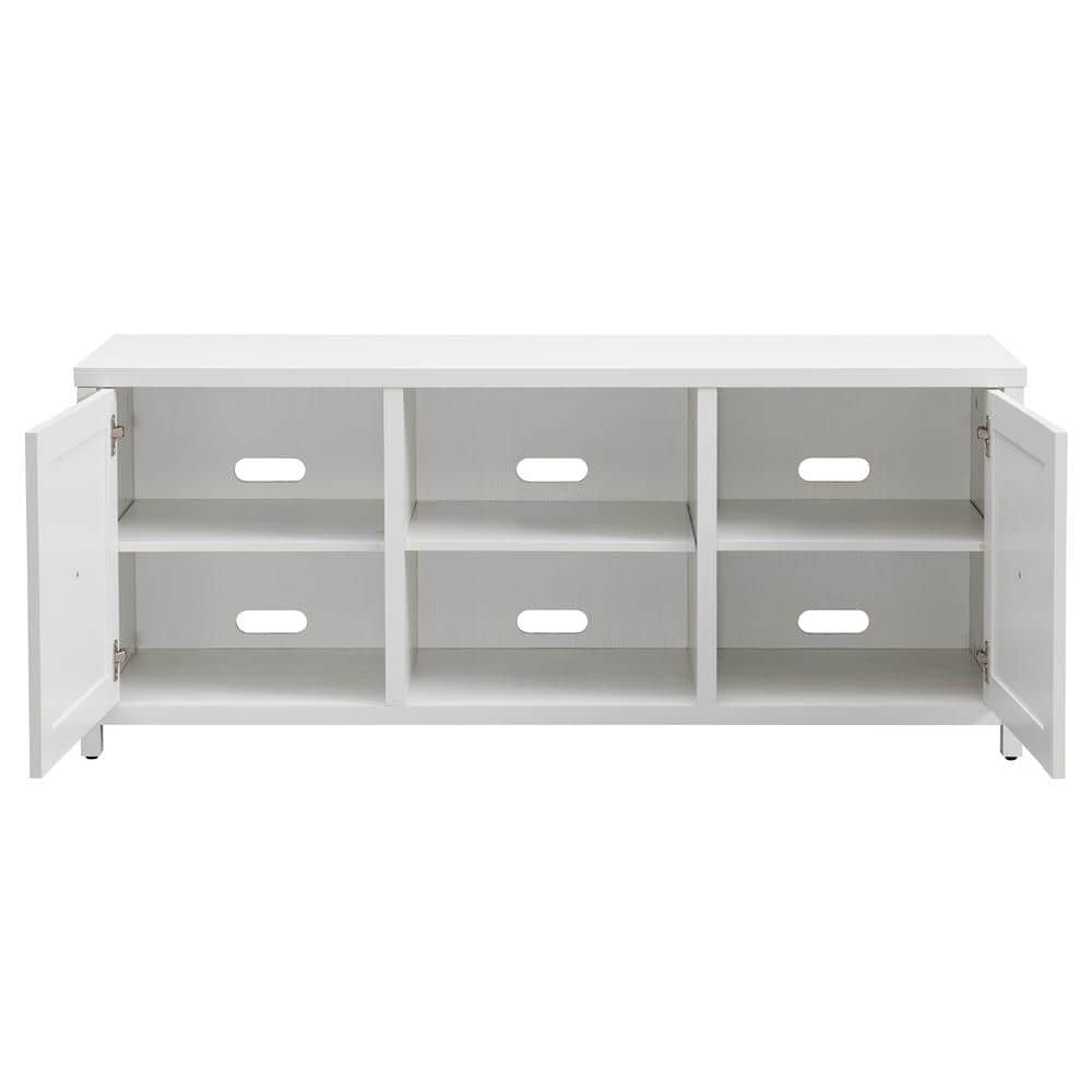 White Oak Rectangular TV Stand with Cabinets
