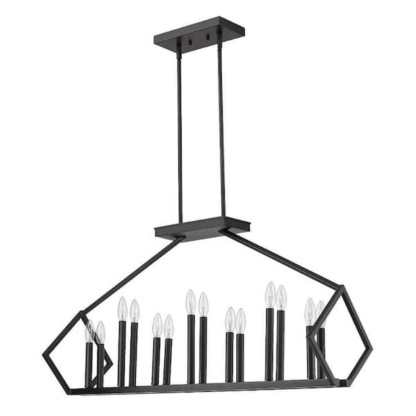 60-Watt 14 Light Black Pendant Light with Metal, No Bulbs Included