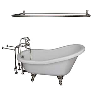 5 ft. Acrylic Ball and Claw Feet Slipper Tub in White with Brushed Nickel Accessories