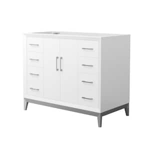 Amici 41.75 in. W x 21.75 in. D x 34.5 in. H Single Bath Vanity Cabinet without Top in White with Brushed Nickel Trim