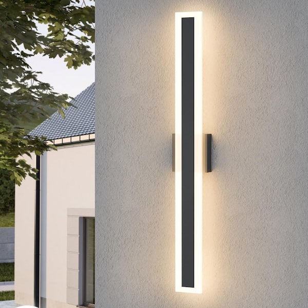31.5 in. 1-Light Black Modern Linear Integrated LED Indoor/Outdoor Wall Sconce