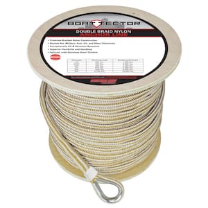 5/8 in. x 300 ft. BoatTector Double Braid Nylon Anchor Line with Thimble in White and Gold