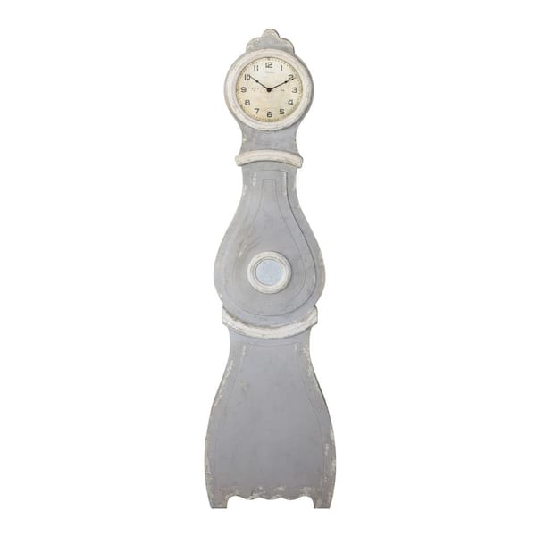 Storied Home Distressed Grey Grandfather Clock