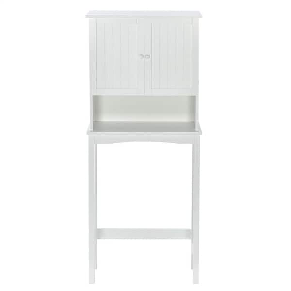 Adrinfly 23.60 in. W x 8.80 in. D x 62.20 in. H Bathroom Storage Wall Cabinet in White Over-The-Toilet Cabinet with Shelf 2-Doors