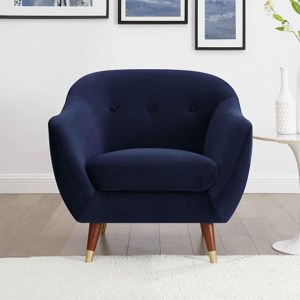MINIMORE Ivy Dark Blue Velvet Accent Chair