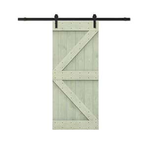 20 in. x 84 in. Sage Green Stained DIY Wood Interior Sliding Barn Door with Hardware Kit