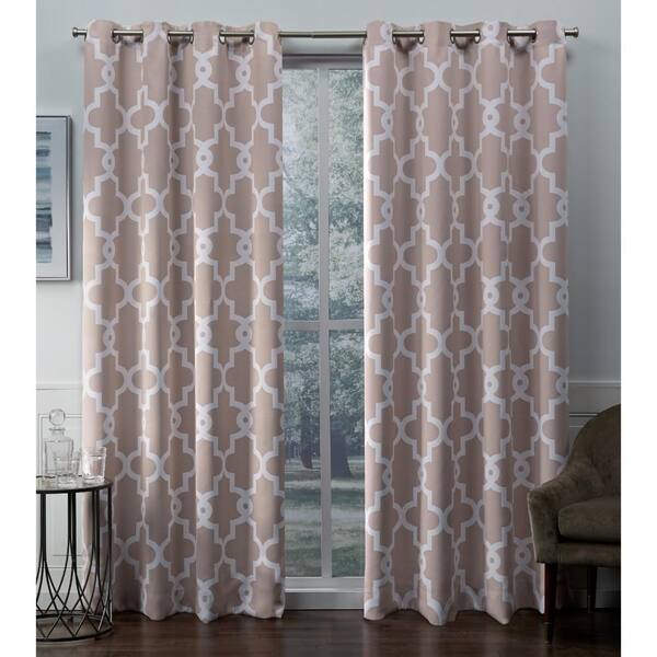 EXCLUSIVE HOME Blush Trellis Thermal Blackout Curtain - 52 in. W x 96 in. L (Set of 2)