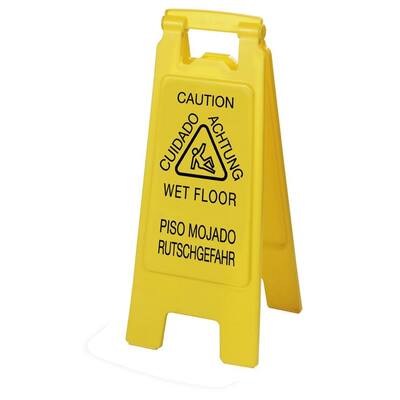 English, Spanish, German Yellow Wet Floor Sign (6-Pack)