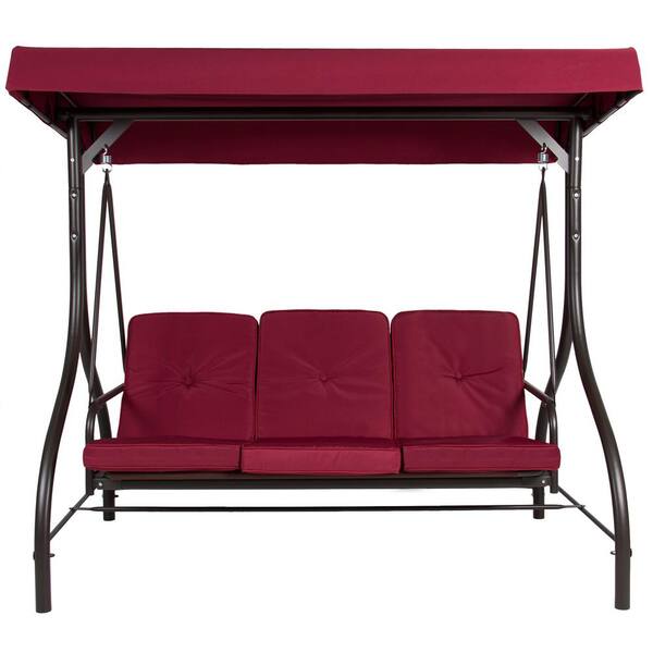 burgundy patio swing