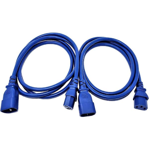 Micro Connectors, Inc 6 ft. 18 AWG AC Power Extension Cord UL Approved C13 to C14 in Blue (2 per Box)