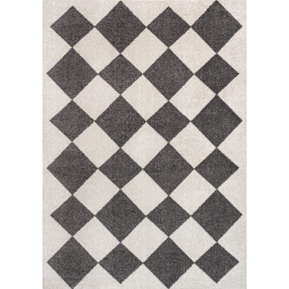 Draper Classic Geometric Diamond Pattern White/Dark Gray 8 ft. x 10 ft. Area Rug price history on PriceWatchPro