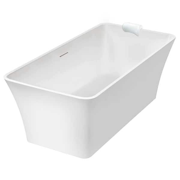 Lily Grande 67 in. x 29.5 in. Soaking Bathtub with Center Drain in Matte White with Pillow