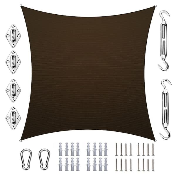 12 ft. x 20 ft. Rectangle Sun Shade Sail with Hardware Kit-Brown