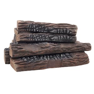14 in. 10-Pack Large Flame Ceramic Wood Fireplace Fire Pit Log Set