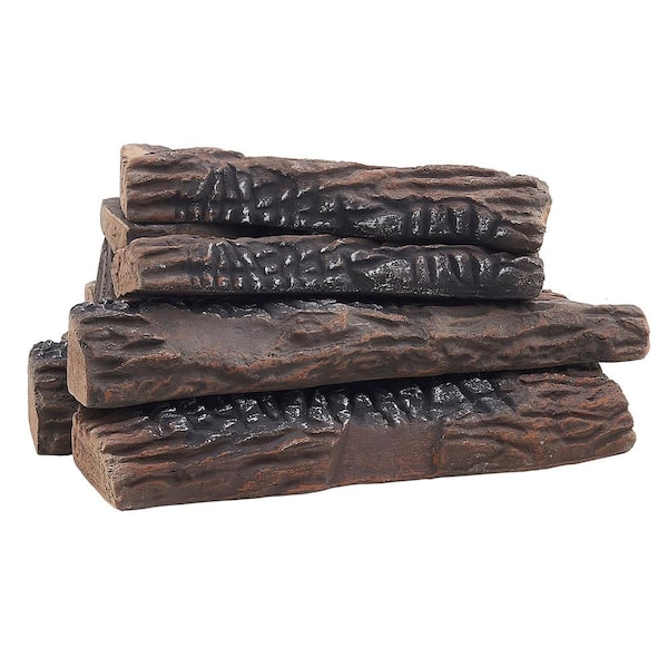 Barton 14 in. 10-Pack Large Flame Ceramic Wood Fireplace Fire Pit Log Set