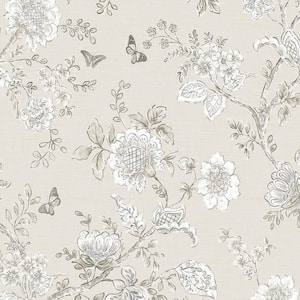 Butterfly Toile Vinyl Roll Wallpaper (Covers 55 sq. ft.)