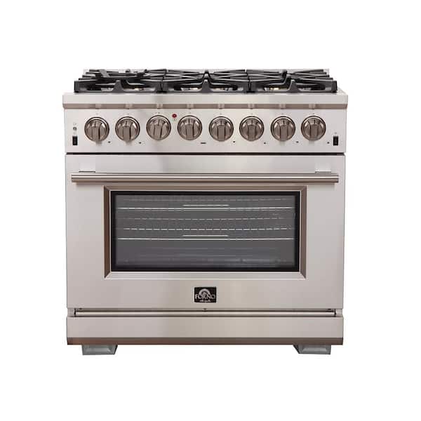Forno Capriasca 36 in. 5.36 cu. ft. Gas Range with 6-Gas Burners and Electric 240-Volt Oven in Stainless Steel